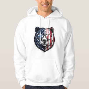 Sudadera Camiseta vector vintage gafas de sol oso patriótic