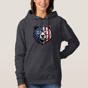 Sudadera Camiseta vector vintage gafas de sol oso patriótic