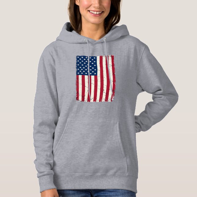 Sudadera Camiseta vectorial de bandera americana desgastada (Anverso)