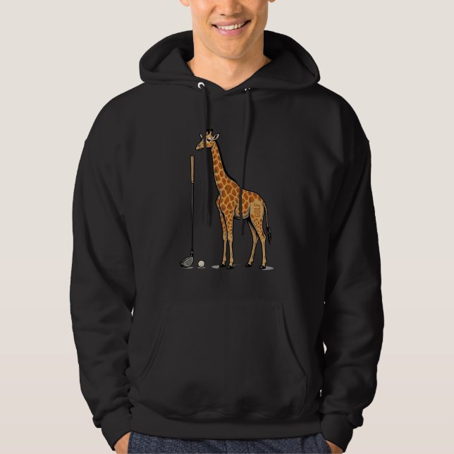 Sudadera Camiseta vectorial de golf con jirafa de grabado v (Anverso)