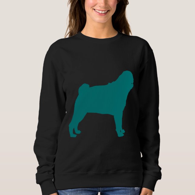 Sudadera Camiseta verde azulada Pug Silhouette Classic 708 (Anverso)