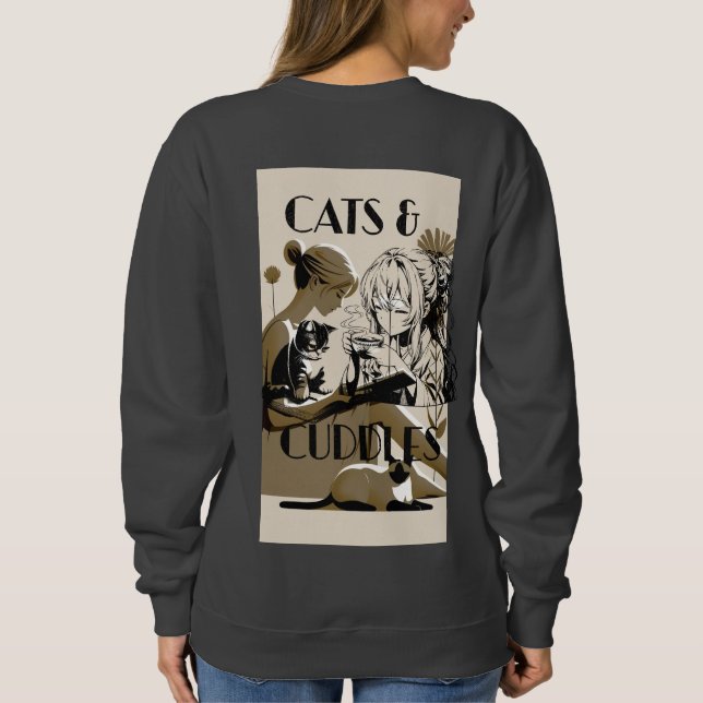 Sudadera Camiseta y gatito leyendo libros, gatito diseñoCam (Reverso)