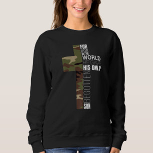 Sudadera Camo Verde Cruz Cristiana Biblia Verse Hombres Joh