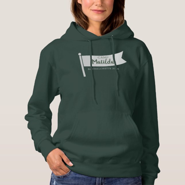 Sudadera Campamento Bachelorette Mountain Green Flag Campin (Anverso)