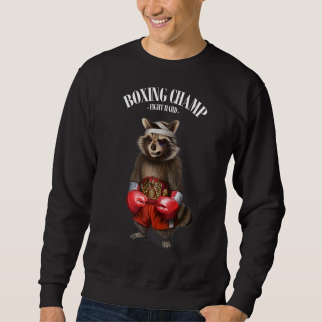 Sudadera Campeón de boxeo luchador de mapache (Anverso)