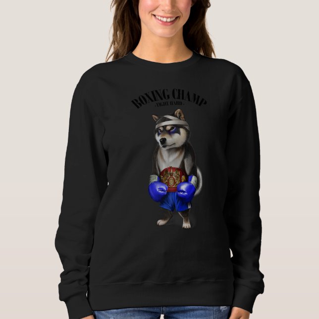 Sudadera Campeón de boxeo luchador de perros chiítas negro  (Anverso)