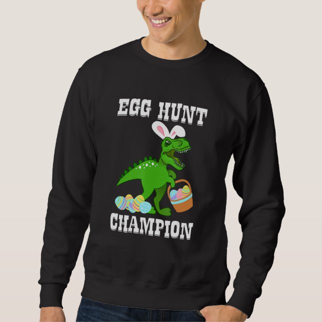 Sudadera Campeón de la caza de huevos de Pascua T Rex Dinos (Anverso)