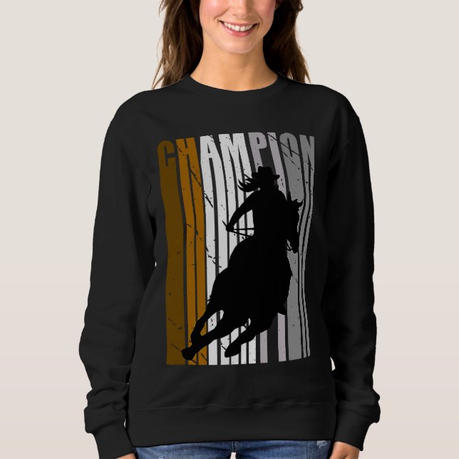 Sudadera Campeona de carreras de barriles a caballo, vaquer (Anverso)