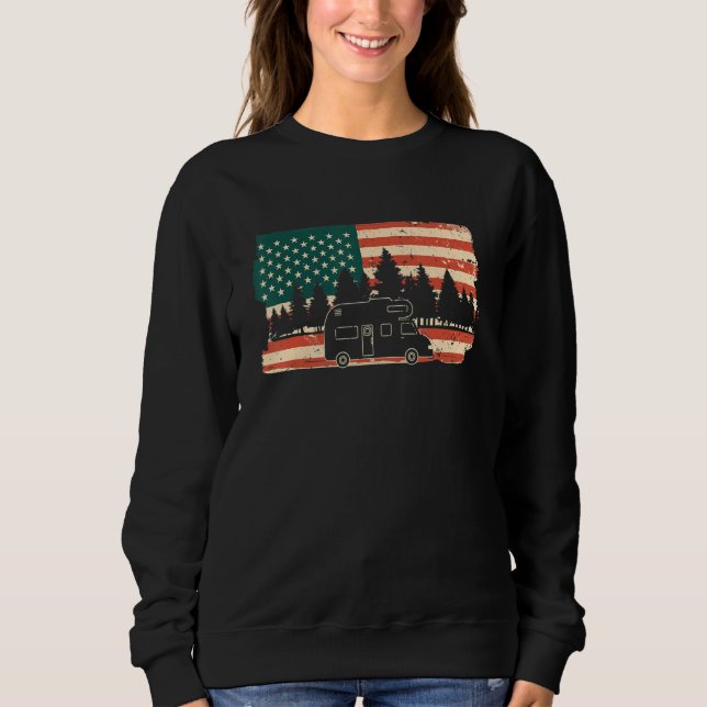 Sudadera Camper USA Flag Caravan - Funny Camping_1 (Anverso)