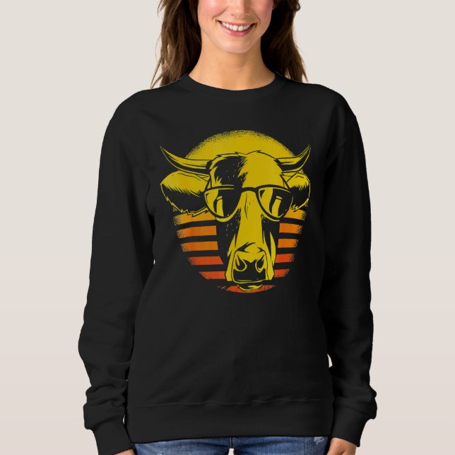 Sudadera Campesino Cabeza de vaca Retro Gafas de sol Granje (Anverso)