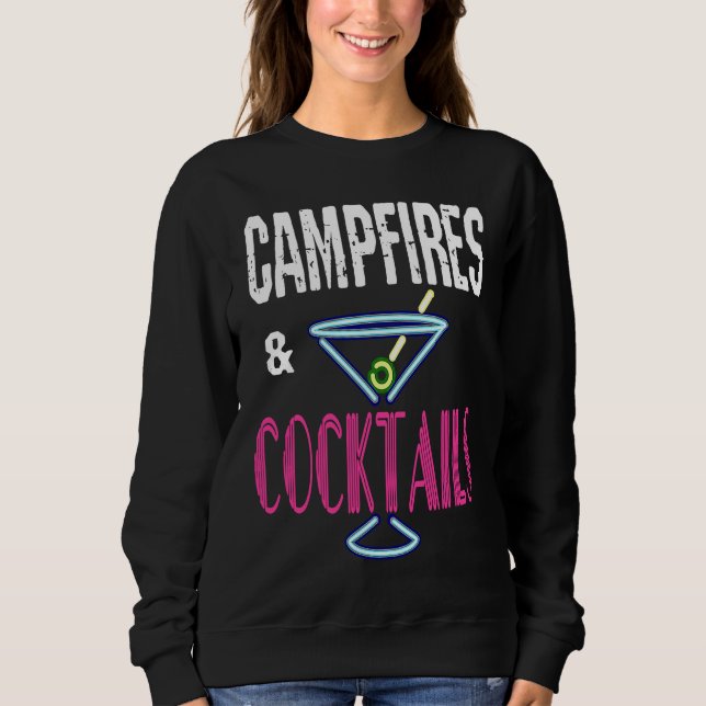 Sudadera Campfires and Cocktails  Camping Drinking Camp Hum (Anverso)