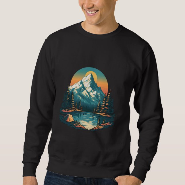 Sudadera Camping Camper Glamping Tent Sunset Mountains Adve (Anverso)