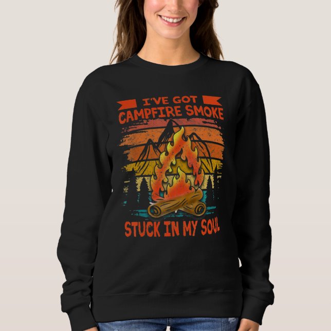 Sudadera Camping Campfire Smoke Stuck In My Soul Bonfire Ca (Anverso)