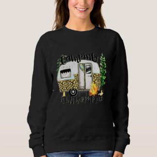 Sudadera Camping En Mi Feliz Lugar Camper Feliz