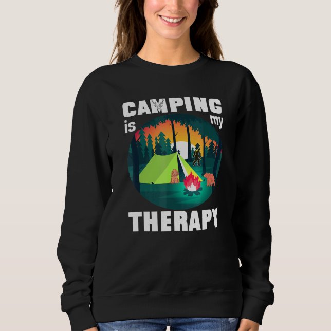 Sudadera Camping Es Mi Terapia Rv Van Camping Diciendo Feli (Anverso)