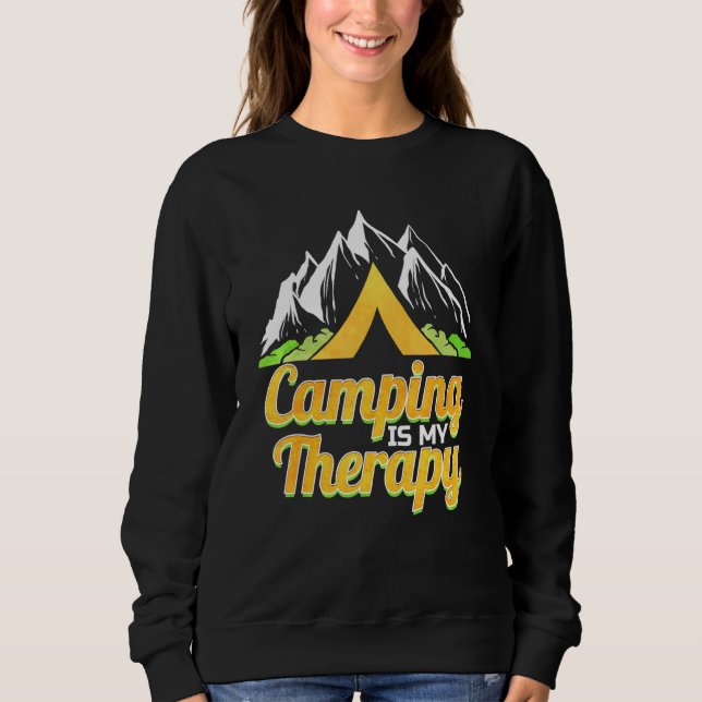 Sudadera Camping Es Mi Terapia, Senderismo Y Cam Retro Vint (Anverso)