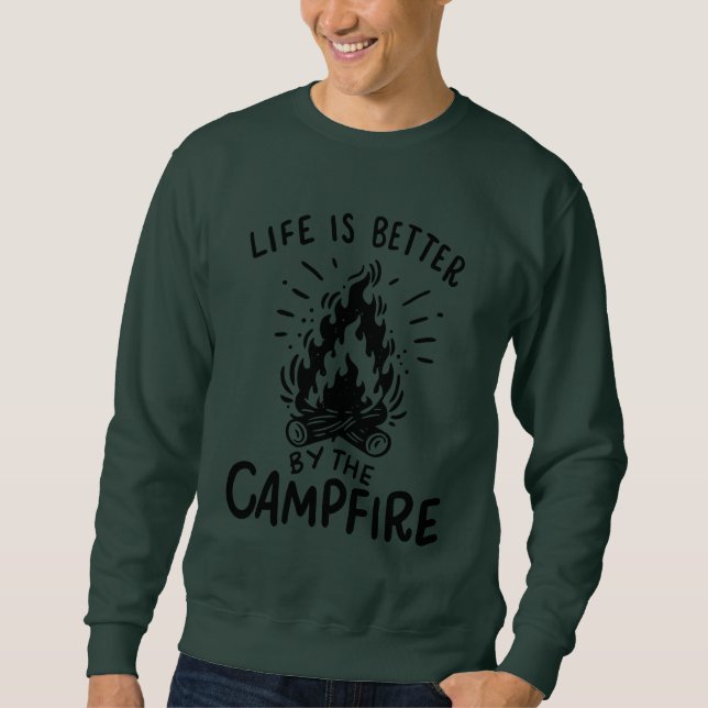 Sudadera Camping - La vida es mejor junto a la hoguera (Anverso)