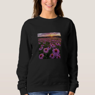 Sudadera Campo de flores Echinacea Bonito Gráfico de atarde