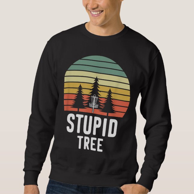 Sudadera Campo de golf Retro Disk Stupid Tree Funny Frisbee (Anverso)