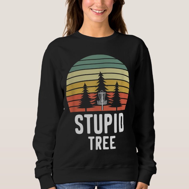 Sudadera Campo de golf Retro Disk Stupid Tree Funny Frisbee (Anverso)