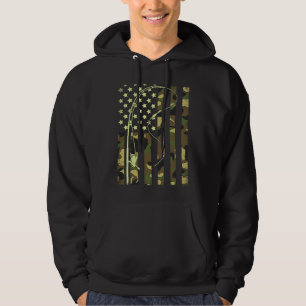 Sudadera Caña de Pescar con Bandera Americana Bajo Camuflaj