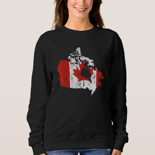 Sudadera Canada Canadian Flag Vintage Maple Leaf Map (Anverso)