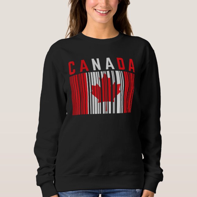 Sudadera Canadá Código de barras Maple Leaf Canada Flag Pri (Anverso)