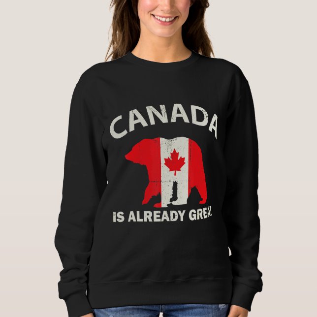 Sudadera Canadá: El oso con bandera ya es gran Canadá (Anverso)