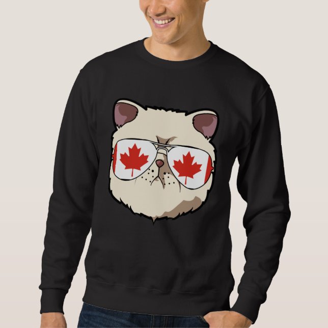 Sudadera Canada Flag Canadian Exotic Shorthaire Cat Sunglas (Anverso)