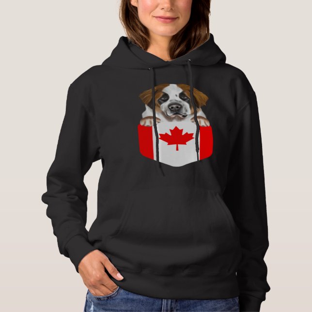 Sudadera Canada Flag St Bernard Dog In Pocket (Anverso)