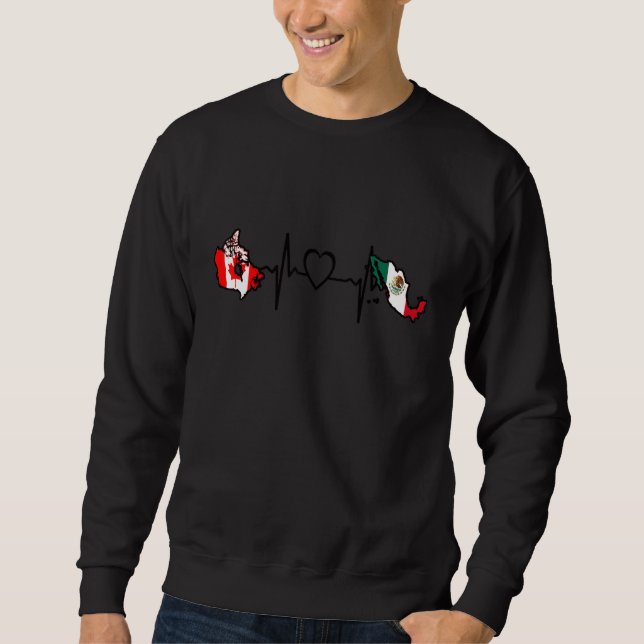 Sudadera Canada Mexico Flag Canadian Mexican Heartbeat (Anverso)