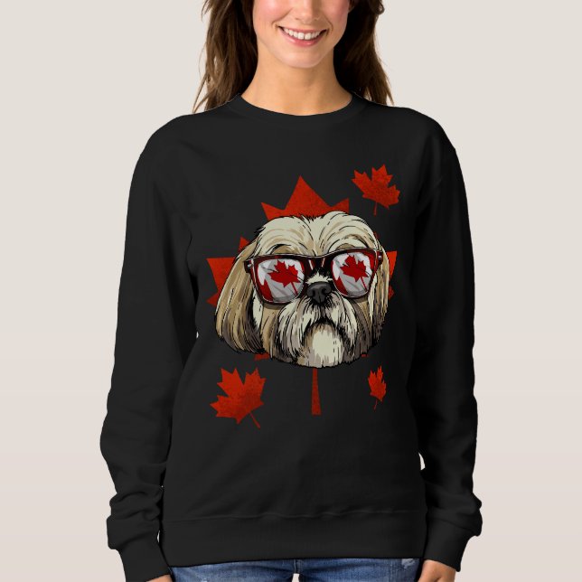 Sudadera Canadá: Shih Tzu Dog Maple Leaf Patriótico Canadá (Anverso)