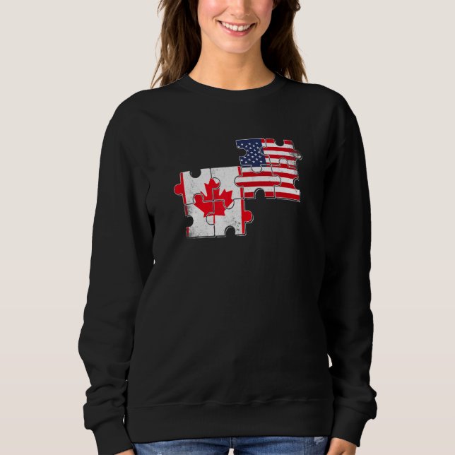 Sudadera Canadá Usa Amor Rota Bandera Canadiense (Anverso)