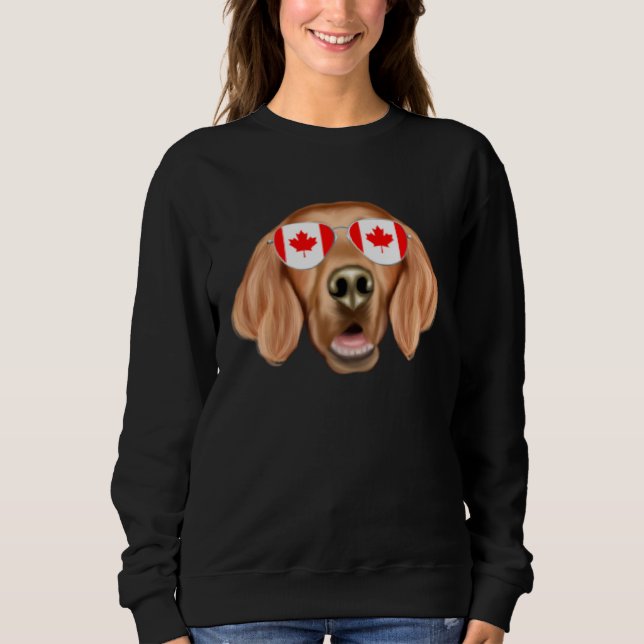 Sudadera Canadian Flag Irish Setter Dog Canada Pocket (Anverso)