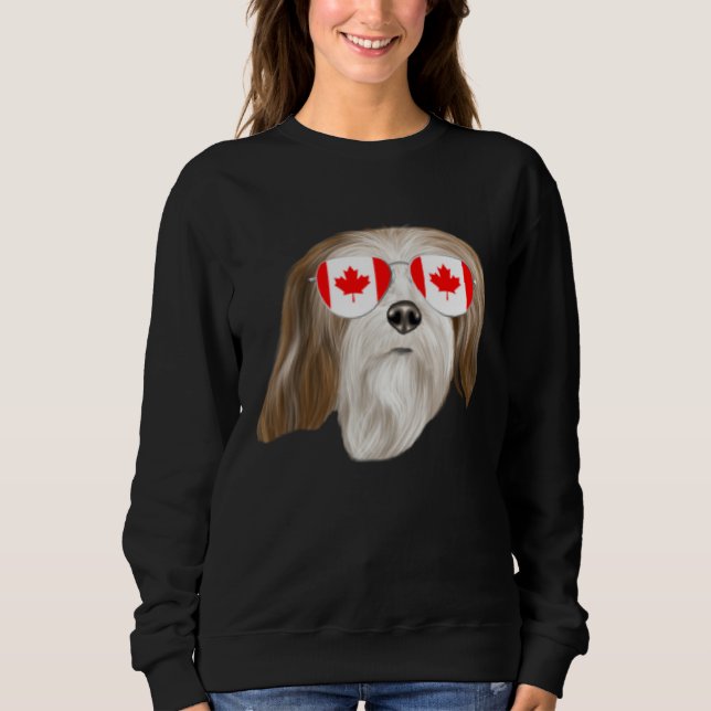 Sudadera Canadian Flag Lhasa Apsos Dog Canada Pocket (Anverso)