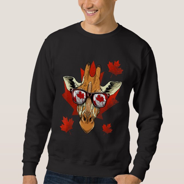 Sudadera Canadian Giraffe Maple Tree Leaf Canada Flag Wildl (Anverso)