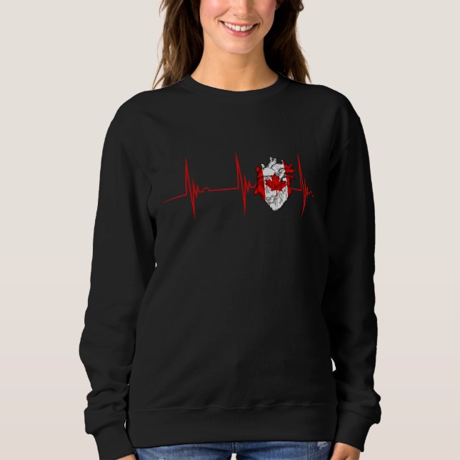 Sudadera Canadian Roots Heartbeat EKG Pulse Canada Heart Ma (Anverso)