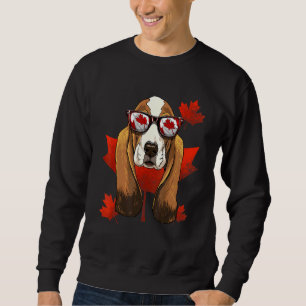 Sudadera Canadiense Basset Hound Dog Maple Leaf Patriótico 