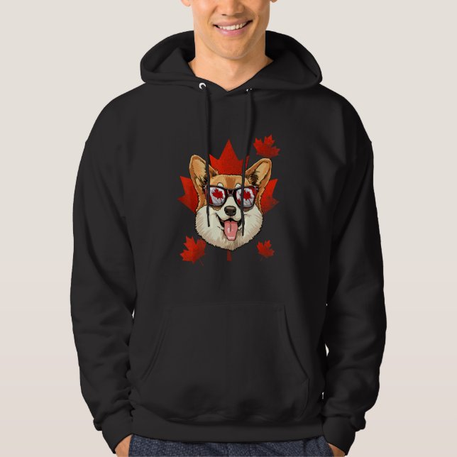 Sudadera Canadiense Corgi Dog Maple Leaf Patriótico Canada  (Anverso)