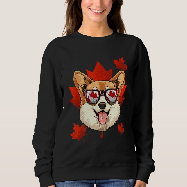 Sudadera Canadiense Corgi Dog Maple Leaf Patriótico Canada  (Anverso)