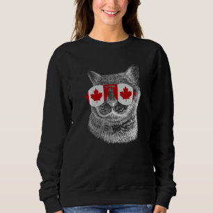 Sudadera Canadiense Cute Animal Cat Maple Leaf Mascota Cana