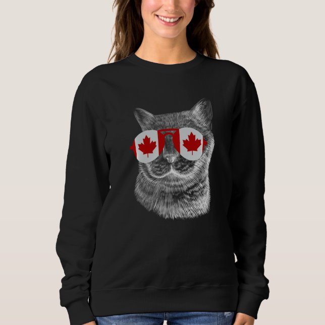 Sudadera Canadiense Cute Animal Cat Maple Leaf Mascota Cana (Anverso)