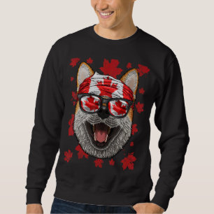 Sudadera Canadiense Shiba Inu Patriótico Canadá Bandera Arc