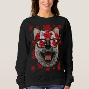 Sudadera Canadiense Shiba Inu Patriótico Canadá Bandera Arc