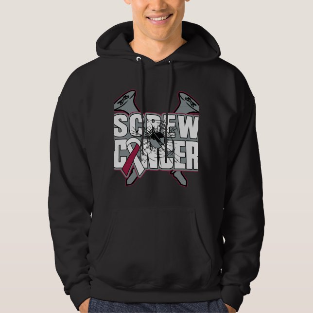 Sudadera Cáncer de garganta de tornillo (Anverso)