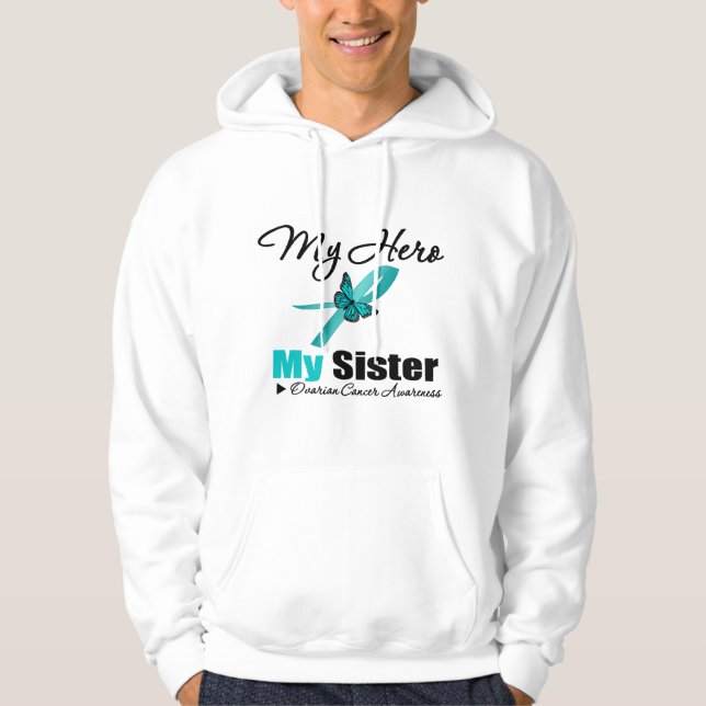 Sudadera Cáncer de ovario mi héroe mi hermana (Anverso)