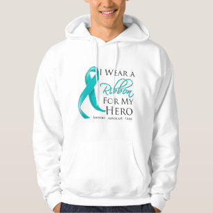 Sudadera Cáncer ovárico llevo una cinta para mi héroe