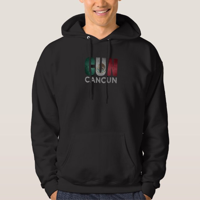 Sudadera Cancun Mexico Flag Mexican Roots Airport Code Cun  (Anverso)
