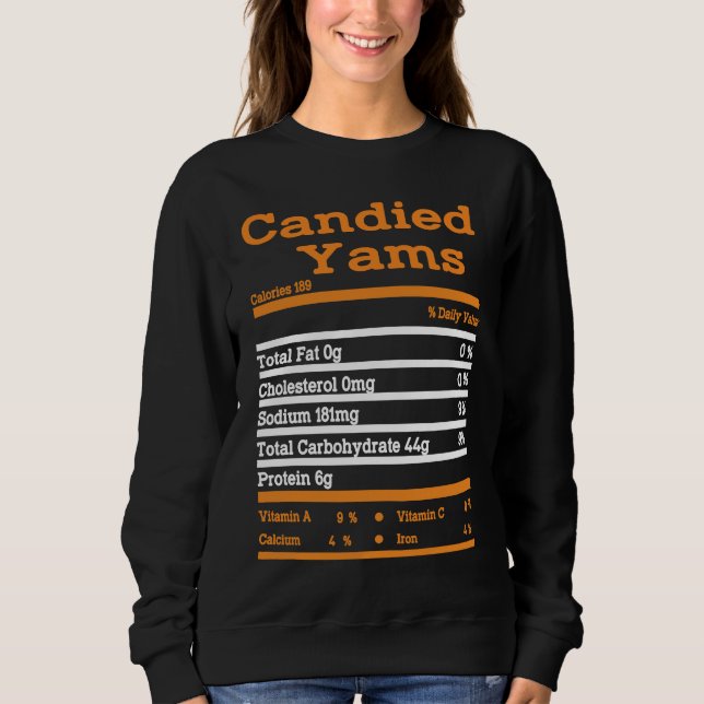 Sudadera Candied Yam Nutrition Fact  Thanksgiving Christmas (Anverso)