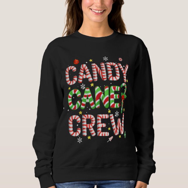 Sudadera Candy Cane Crew Funny Christmas Candy   X mas Paja (Anverso)